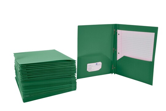 School Smart 2-Pocket Poly Folders with Fasteners, Pack of 25